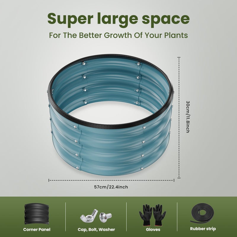 ZXZYHFTY Round Galvanized Raised Garden Bed kit,Blue Outdoor Garden Raised Planter Box, Round Large Metal Raised Garden Beds for Vegetable 2 * 2 * 1ft 2 Pcs - Image 5