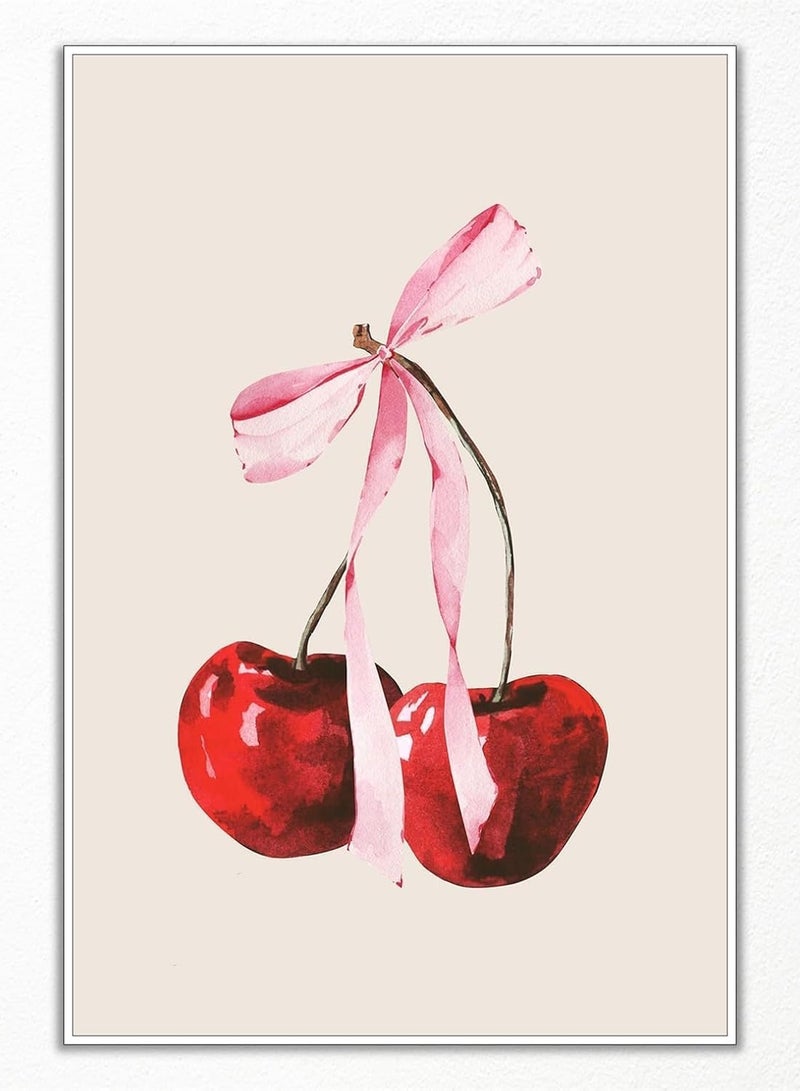 مؤسسة فكرة اليوم فكرة اليوم لوحة فنية على قماش منقوش بقوس الكرز | ملصق وردي أنثوي لغرفة نوم الفتيات | ديكور عصري أنيق | 12 × 16 بوصة بدون إطار (12 × 16 بوصة) - Image 1