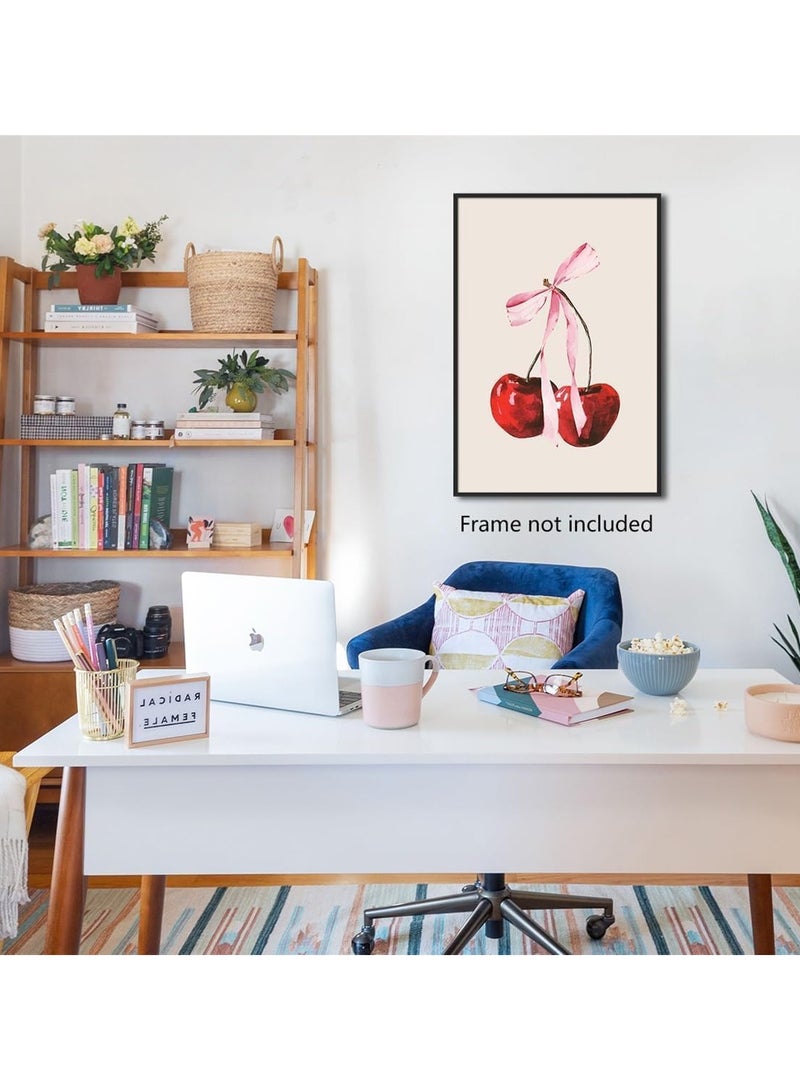 مؤسسة فكرة اليوم فكرة اليوم لوحة فنية على قماش منقوش بقوس الكرز | ملصق وردي أنثوي لغرفة نوم الفتيات | ديكور عصري أنيق | 12 × 16 بوصة بدون إطار (12 × 16 بوصة) - Image 3