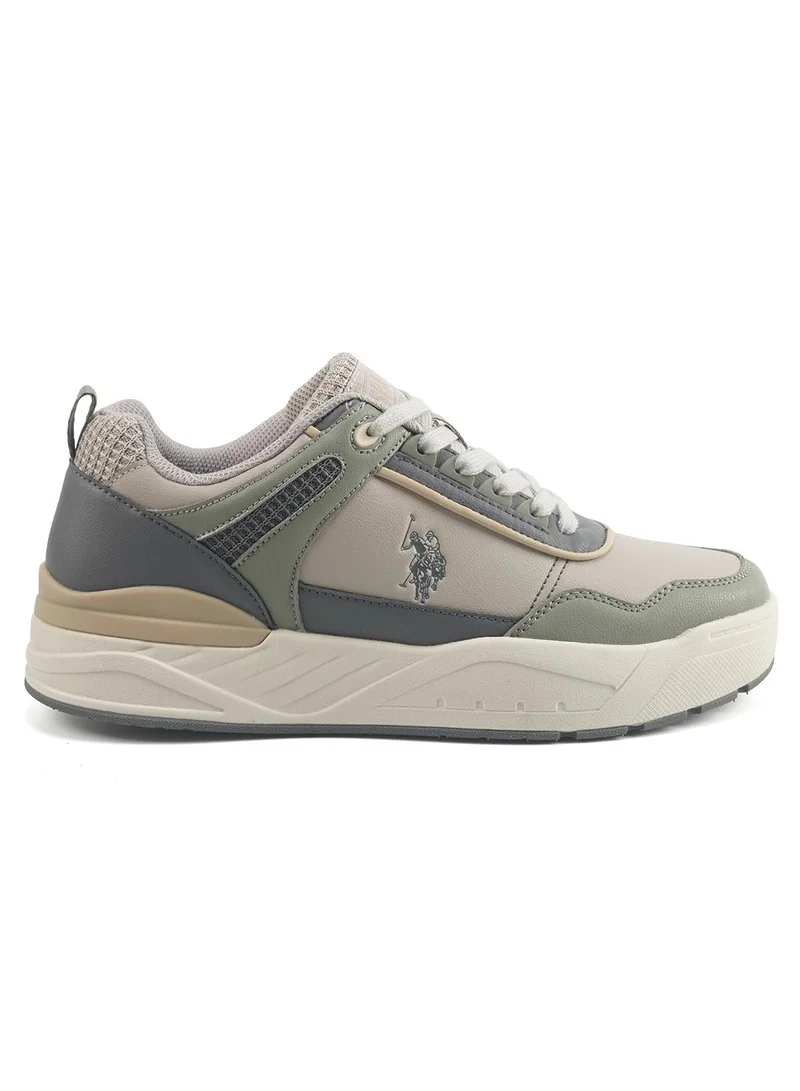 Men's Beige Low-Top Sneakers - Modern Design with Grey Accents, Durable and Stylish Casual Footwear