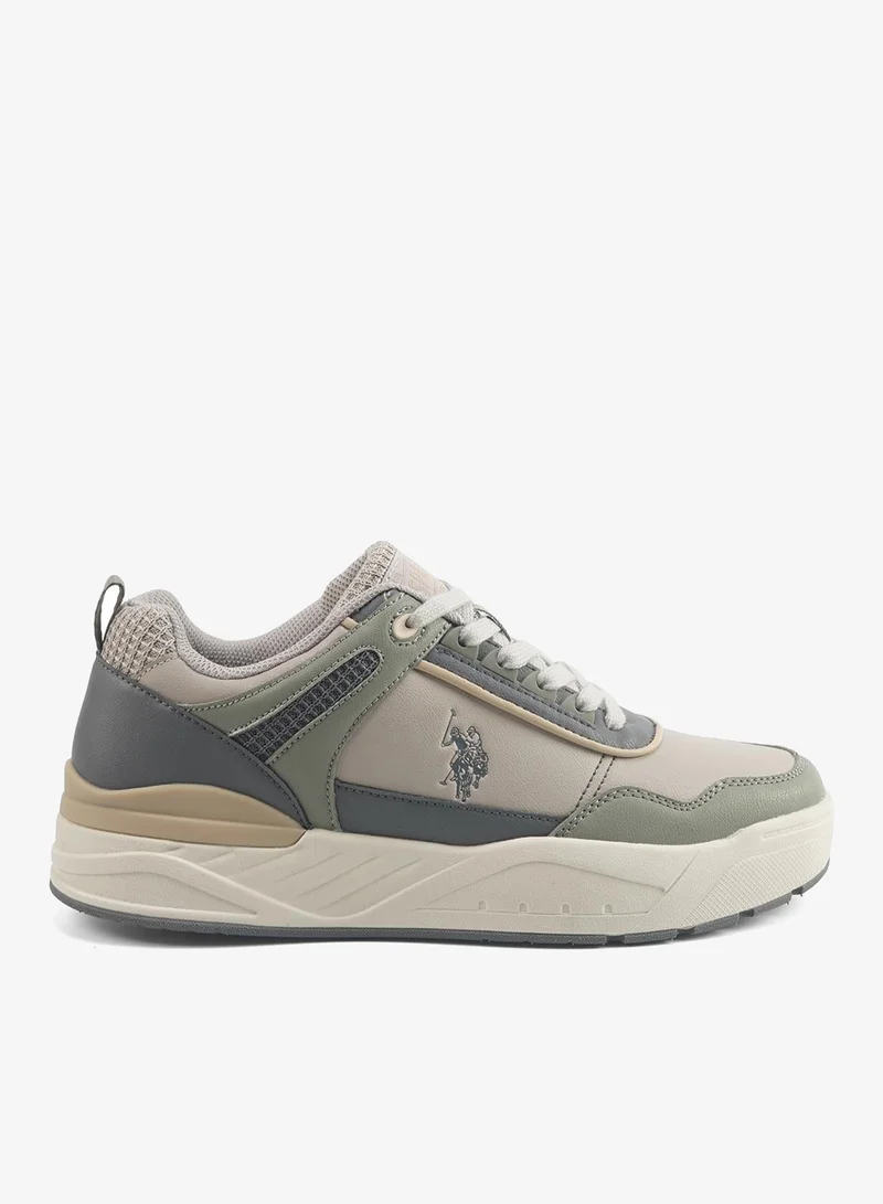Men's Beige Low-Top Sneakers - Modern Design with Grey Accents Shoes, Durable and Stylish Casual Footwear