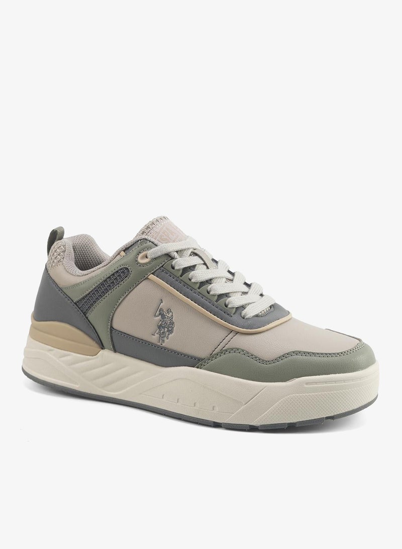 U.S. Polo Assn. Men's Beige Low-Top Sneakers - Modern Design with Grey Accents Shoes, Durable and Stylish Casual Footwear - Image 3