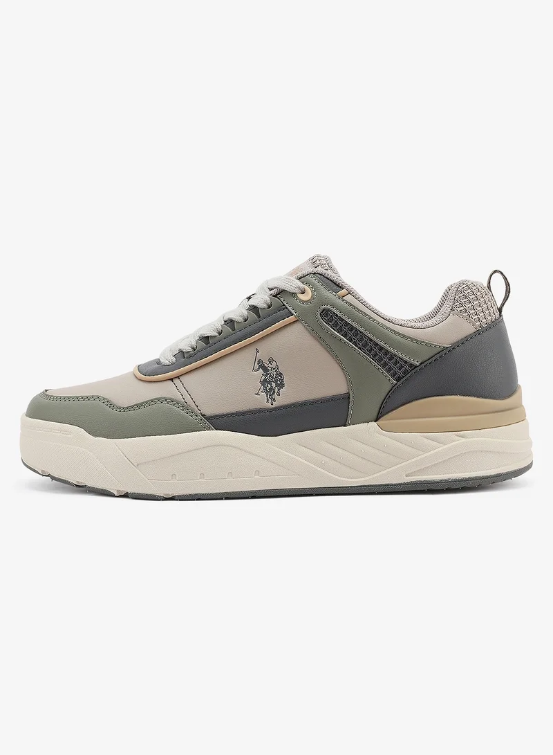 U.S. Polo Assn. Men's Beige Low-Top Sneakers - Modern Design with Grey Accents Shoes, Durable and Stylish Casual Footwear