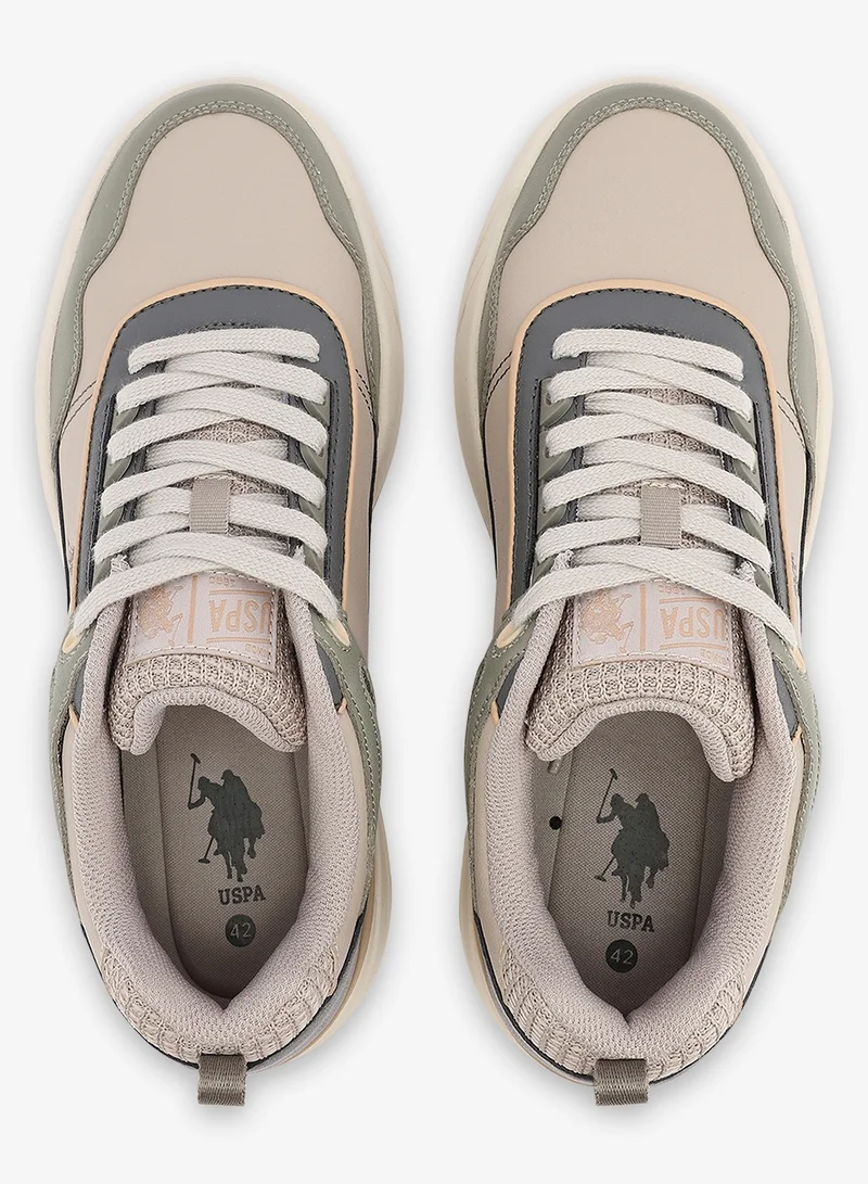 U.S. Polo Assn. Men's Beige Low-Top Sneakers - Modern Design with Grey Accents Shoes, Durable and Stylish Casual Footwear