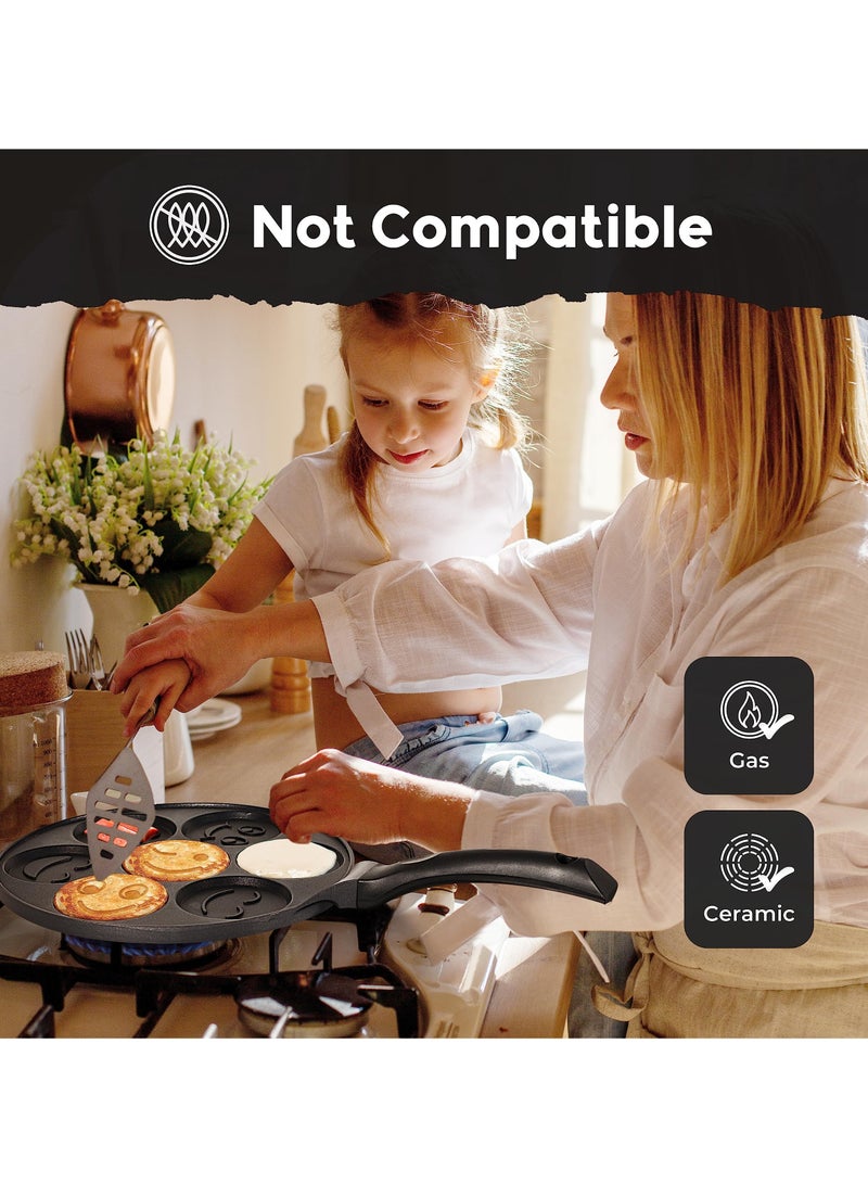 Barakah مقلاة بان كيك صغيرة غير لاصقة مع 7 وجوه مبتسمة، صانع كريب ممتع وسهل للأطفال، مثالي للإفطار! - Image 2