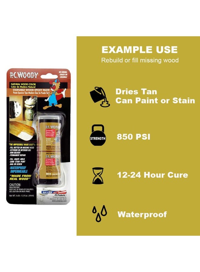 PC Products (1420ml) - PC Products 643334 PC-Woody Two-Part Wood Repair Epoxy Paste, 1420ml in Two Cans, Tan - Image 2