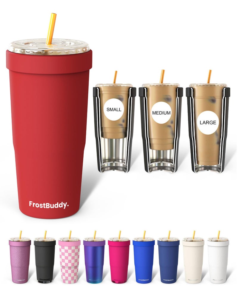 Frost Buddy Togo Buddy 30 oz Stainless Steel Vacuum Insulated Tumbler To Go Coffee Cup Iced Coffee Cups Iced Coffee Sleeve Travel Mug Thermal Cup for Hot Cold Drinks Dunkin Cup Crimson - Image 2