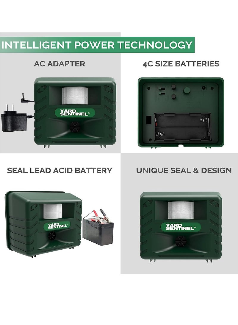 Excefore يشمل محول الطاقة كابل تمديد طارد الآفات سنتينل 1 حزمة في الهواء الطلق التحكم بالموجات فوق الصوتية بالحيوانات الأخضر - Image 3