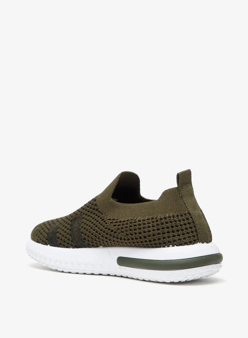 shoexpress Textured Slip-On Sports Shoes with Pull Tab Detail