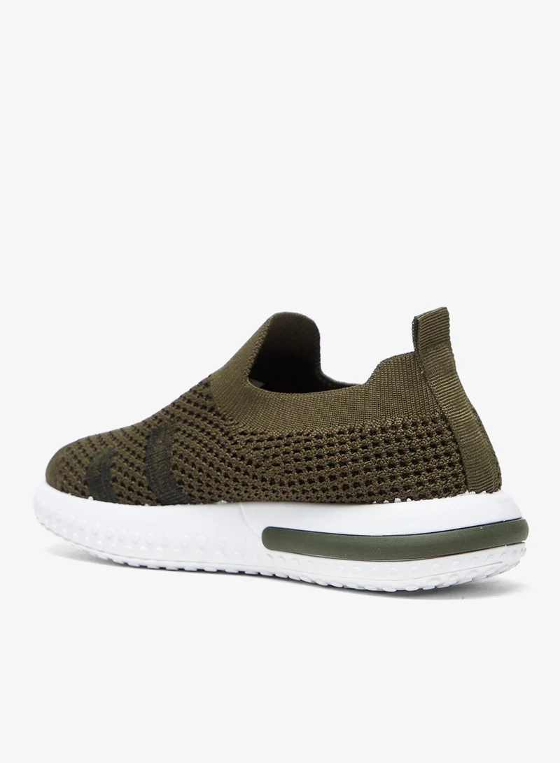 شو اكسبرس Textured Slip-On Sports Shoes with Pull Tab Detail