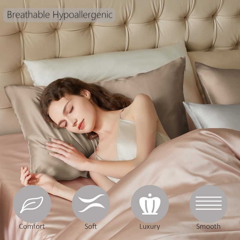 townssilk Both sides are 100% 19mm silk pillowcase 50x75cm pillowcase with hidden zipper light bronze - Image 3