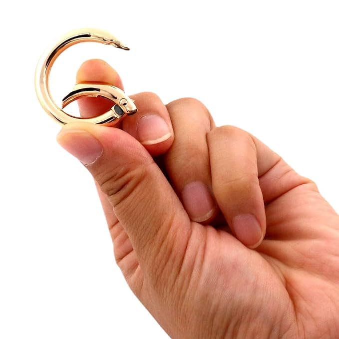 Tia Premium Spring Ring - Metal Gate Open O Ring, Openable Round Carabiner for Leather Bag, Handbag Belt Strap, Keychain (Golden, 20mm, 6Pcs) - Image 2
