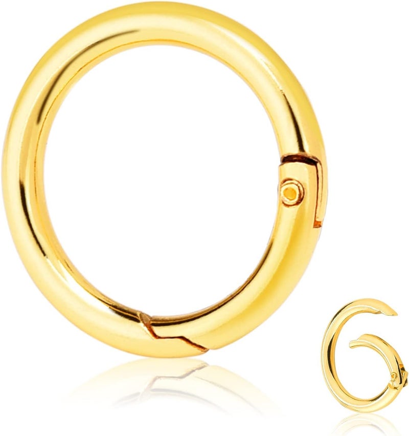 Tia Premium Spring Ring - Metal Gate Open O Ring, Openable Round Carabiner for Leather Bag, Handbag Belt Strap, Keychain (Golden, 20mm, 6Pcs) - Image 4