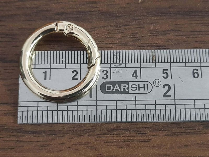 Tia Premium Spring Ring - Metal Gate Open O Ring, Openable Round Carabiner for Leather Bag, Handbag Belt Strap, Keychain (Golden, 20mm, 6Pcs) - Image 3