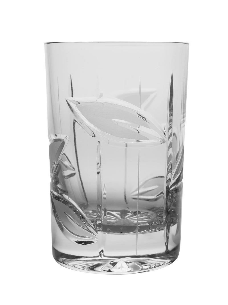 Barski Gin Tonic Glass  Highball  Coupe Set of 6 Crystal Glasses  6 oz Each  Frosted Leaf Design  Handcut  Made in Europe