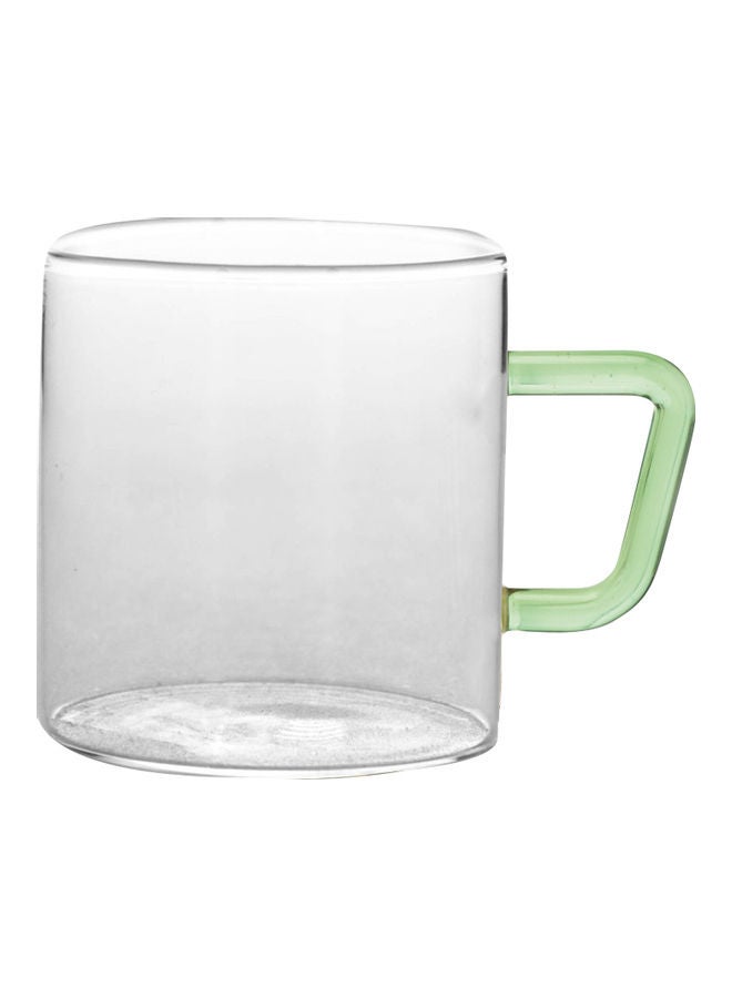 BOROSIL Set of 6 Classic Glass Mugs With Green Handle Clear 190ml - Image 2