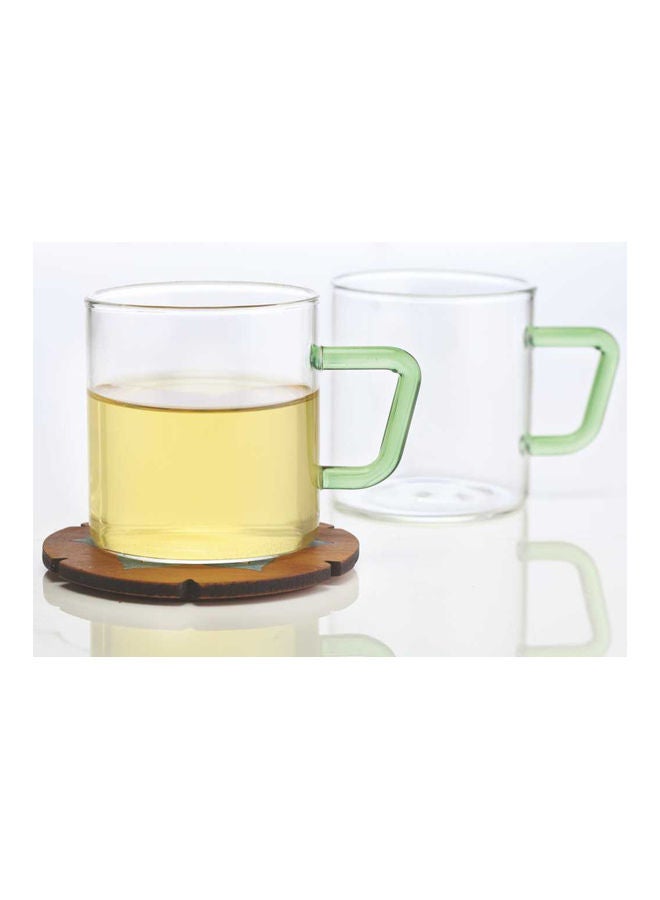 BOROSIL Set of 6 Classic Glass Mugs With Green Handle Clear 190ml - Image 3