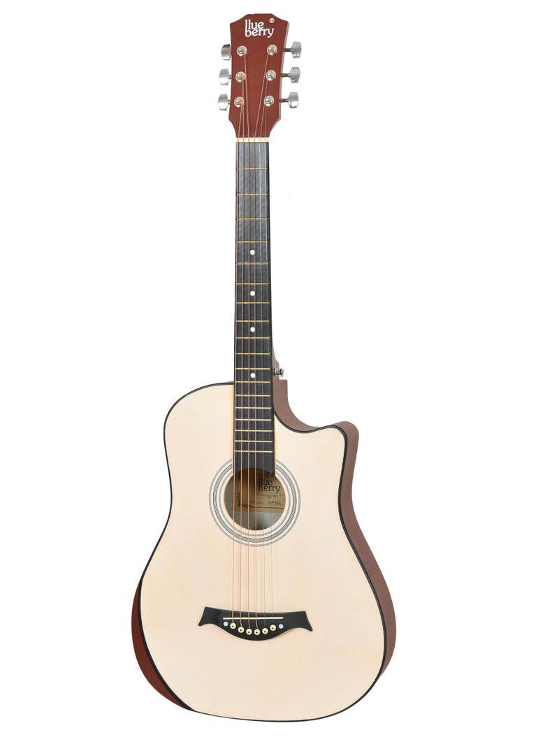 BLUEBERRY VIP-382-Natural, Acoustic Guitar, Cutway Innovative design With Bag, Belt, String Set And 2 Picks -(Size: 38 Inch) - Image 4