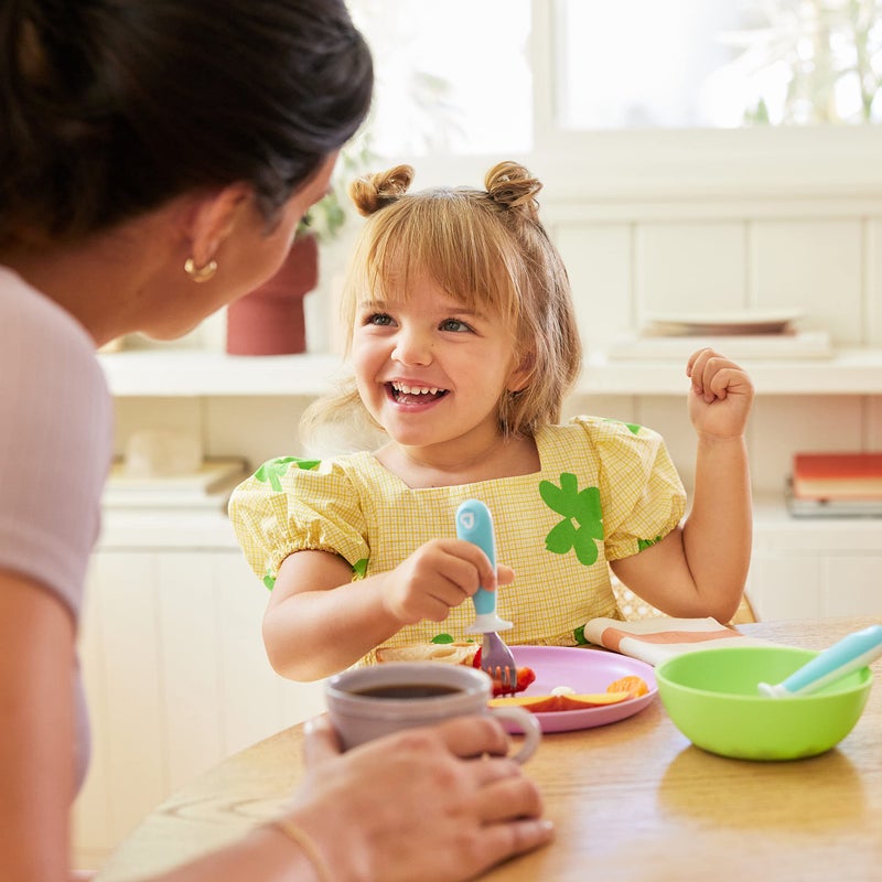 MunchkinÂ® Raiseâ„¢ Toddler Fork and Spoon Utensil Set, Rest Keeps Tip Off Table, BPA Free, 4 Pack, Blue/Green - Image 5