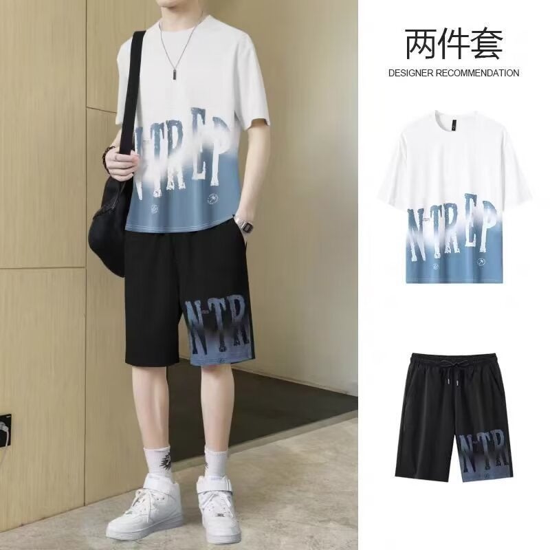 Sportswear Suit Men'S Summer Short-Sleeved T-Shirt Basketball Clothes Casual Shorts Two-Piece Korean Fashionable 2024 - Image 5