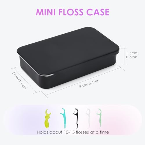 Gerkia 2Pack Travel Floss Picks Case, Refillable Portable Floss Pick Holder and Dispenser, Small Tin Box Containers. - Image 2