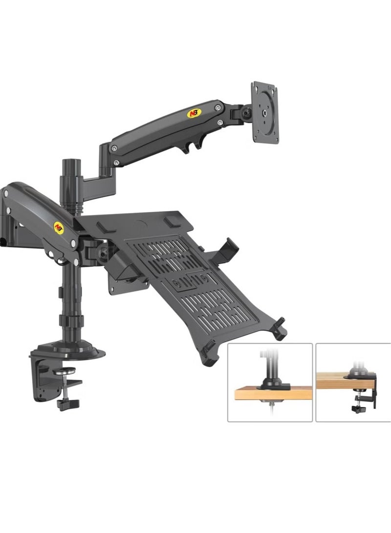 ان بي حامل شاشة NB H180 + حامل لابتوب NB FP مزدوج لشاشات 17"-27" - Image 1