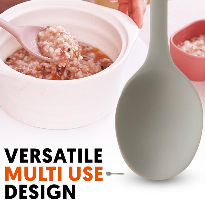 FIRGI Multi Platinum Silicone Cooking Spoon for Baking, Scraping & Mixing, 100% Food Grade Colorful Silicone Kitchen & Serving Utensils, Heat Resistant, Non-Stick Cookware - 11.4 inch Warm Gray - Image 3