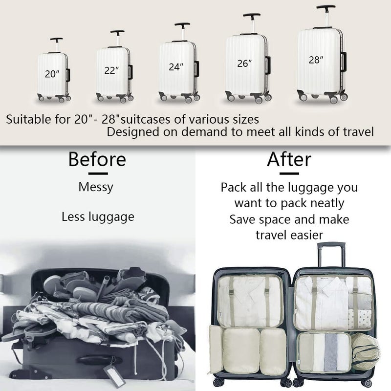 8 Set Packing Cubes for Suitcases, Travel Cubes Packing Luggage Organizers Accessories Bag,Large Lightweight Waterproof Storage Bag,Travel Gear with Toiletries Cosmetic Clothes Shoe Bag - Image 4
