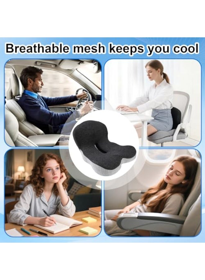 كيلا وسادة مقعد من إسفنج الذاكرة لسائقي الشاحنات، وكراسي المكاتب، ومقاعد السيارات، ودعم الظهر، ووسادة لتخفيف آلام عرق النسا، ووسادة مريحة لتخفيف الضغط على عظم العصعص، ووسادة مريحة للجلوس والقيادة لفترات طويلة (رمادي داكن) - Image 2