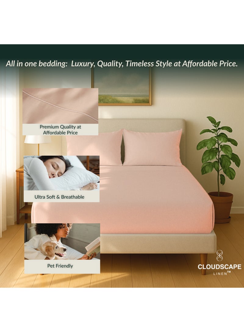 كلاود سكيب لينين Cloud Scape Linen 600 Thread Count Egyptian Cotton Sheet Set( Queen, Sepia Rose) - Image 5
