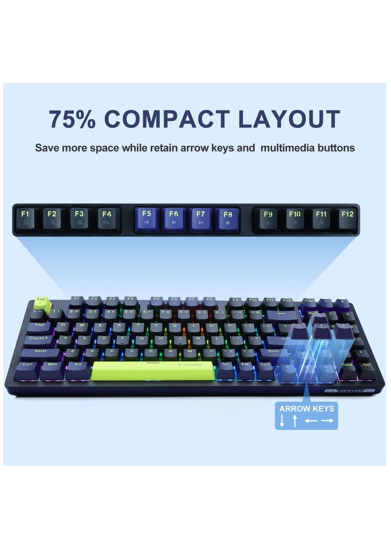E-YOOSO Z-94 Mechanical Gaming Keyboard,Red Switch RGB Backlit 94 Keys Gaming Keyboard for Office and Games Black Blue  - Image 2