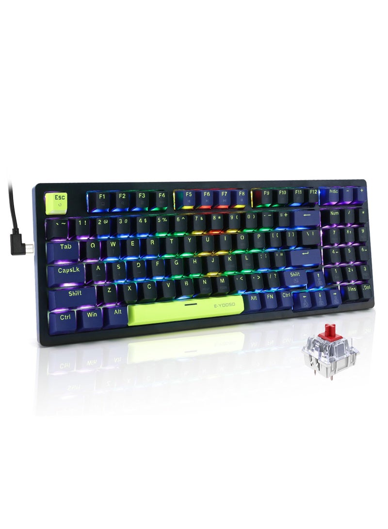 E-YOOSO Z-94 Mechanical Gaming Keyboard,Red Switch RGB Backlit 94 Keys Gaming Keyboard for Office and Games Black Blue  - Image 1