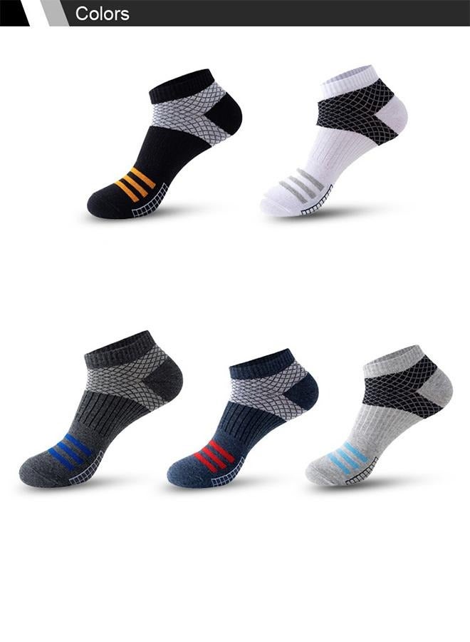 5 Pairs Of Men's Ankle Socks, Sports Low-Cut Socks With Arch Support, Suitable For Running, Hiking And Cycling, Men's Socks, Casual Cotton Socks, Comfortable And Close-Fitting Invisible Socks  - Image 1