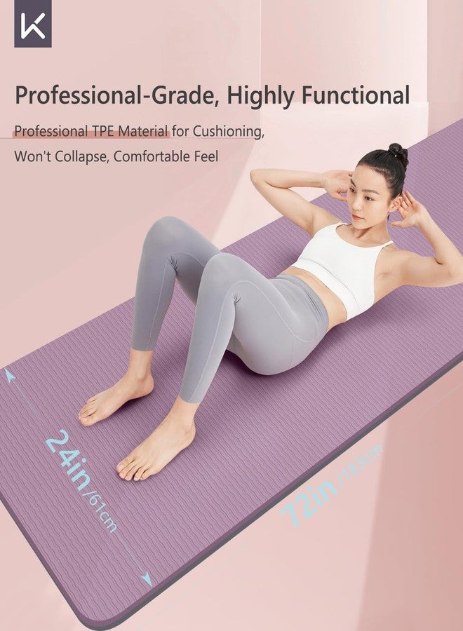 KEEP Yoga Mat 7mm Thick Non Slip - Extra Cushion TPE Exercise Mat for Home Workout & Pilates, Eco Friendly Knee Protection, 72"x24" Large Fitness Mat with Carrying Strap,pink - Image 2