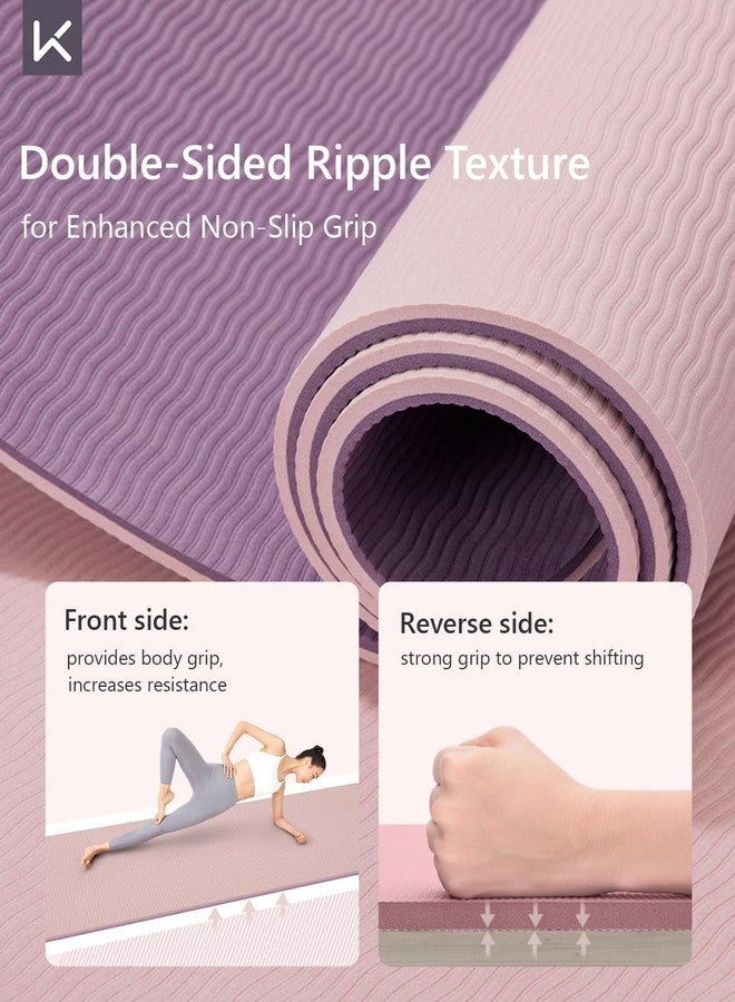 KEEP Yoga Mat 7mm Thick Non Slip - Extra Cushion TPE Exercise Mat for Home Workout & Pilates, Eco Friendly Knee Protection, 72"x24" Large Fitness Mat with Carrying Strap,pink - Image 3