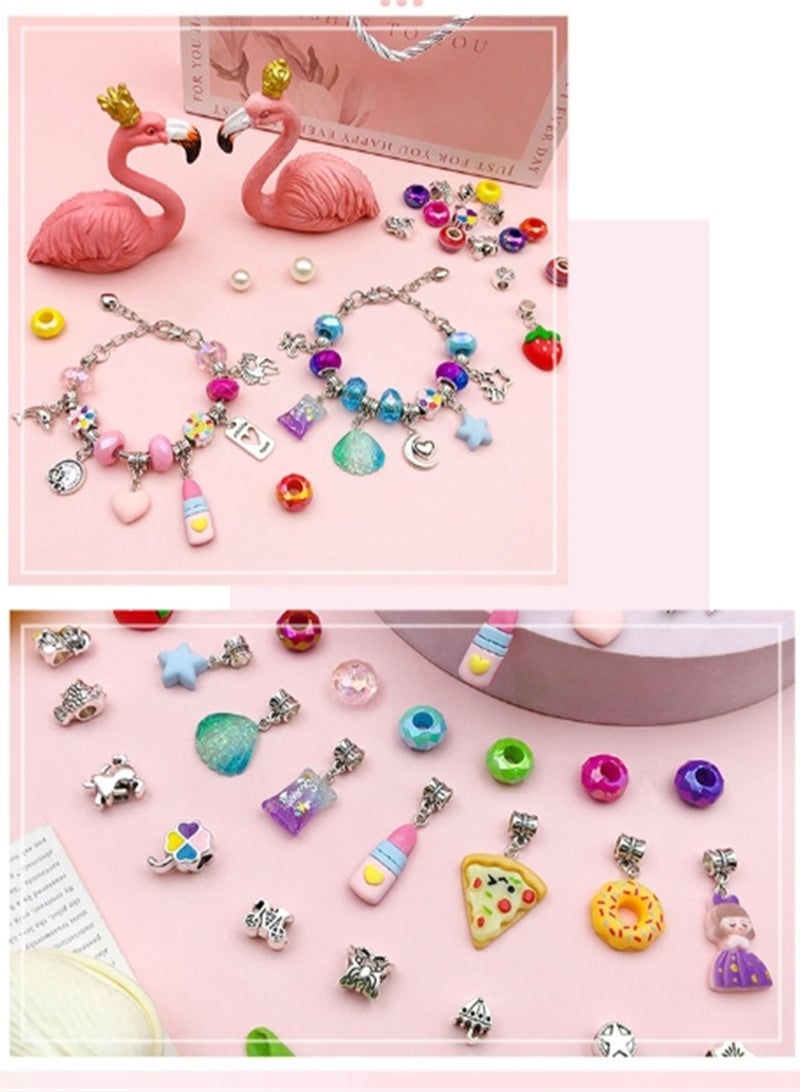 Pack of 76 Bracelet Making Kit, Jewellery Craft Set with Box for Girls, DIY Charm Bracelets Kit Gift for Kids and Adults, Present Jewellery Box Children's Craft Set  - Image 5