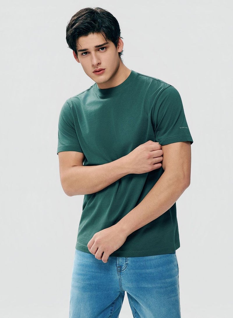 GIORDANO تي شيرت قطن بقلنسوة ضيقة للرجال - Image 1