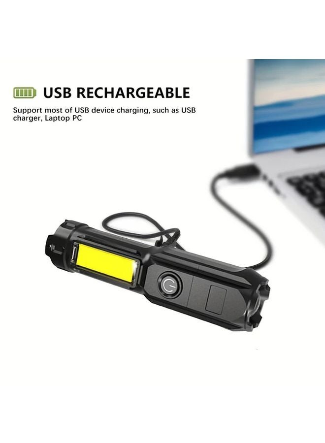 1pc COB Flashlight Super Bright USB LED Torch 3 Modes Zoomable Portable Mini Lantern - Image 4