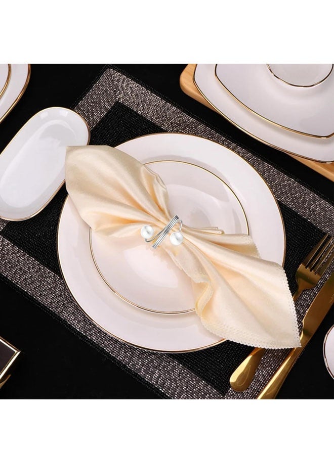 8PCS Silver Pearl Napkin Rings Retro And Simple Style Silver Napkin Ring Pearls for Wedding Birthday Table Decoration - Image 5