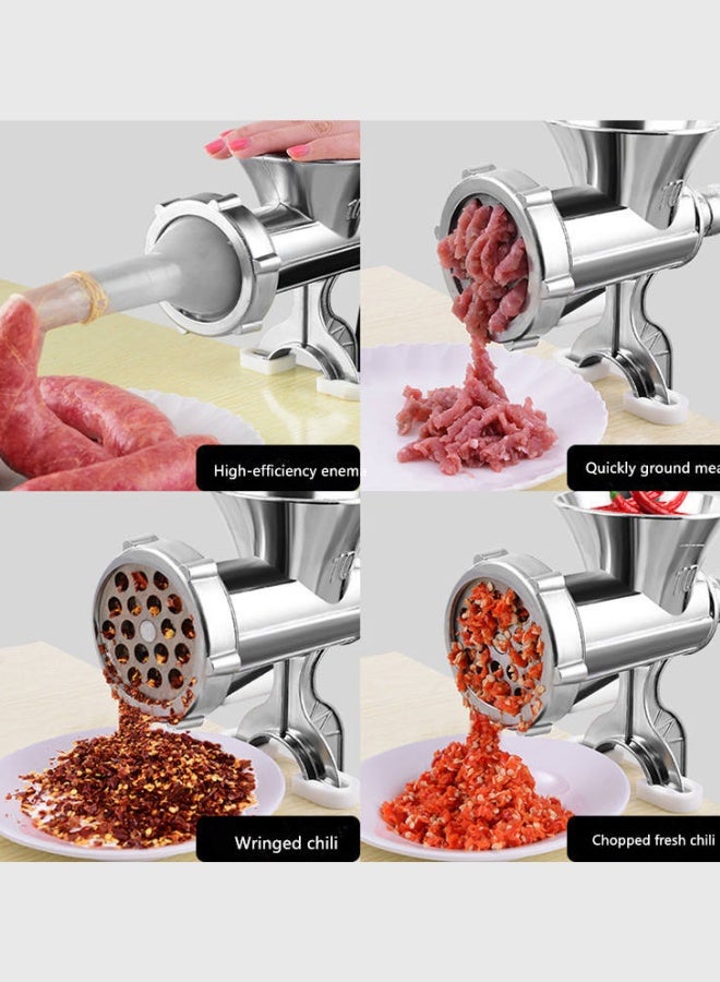 تريدجيت مفرمة لحم يدوية متعددة الوظائف للمطبخ مع قاعدة شفط قوية	صانع سجق منزلي، ومفرم خضروات (فضي) - Image 5
