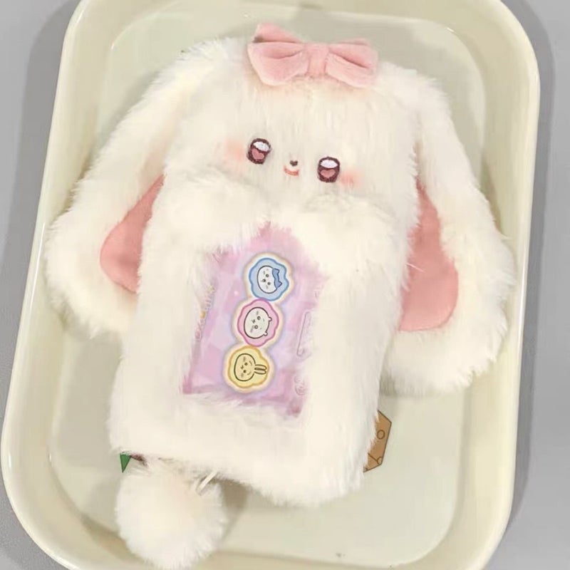 Cute Girl Heart Plush Card Holder For Lop-Eared Rabbit 3Inch Po Ins Simple Storage Cover For Meal Card And Bus Card Protector - Image 3