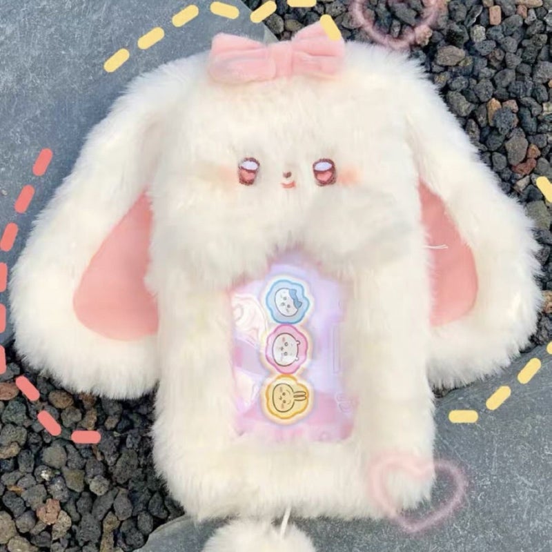 Cute Girl Heart Plush Card Holder For Lop-Eared Rabbit 3Inch Po Ins Simple Storage Cover For Meal Card And Bus Card Protector - Image 4