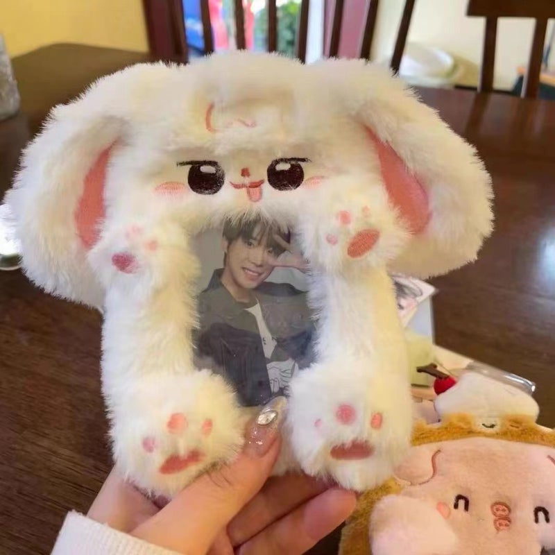 Cute Girl Heart Plush Card Holder For Lop-Eared Rabbit 3Inch Po Ins Simple Storage Cover For Meal Card And Bus Card Protector - Image 1