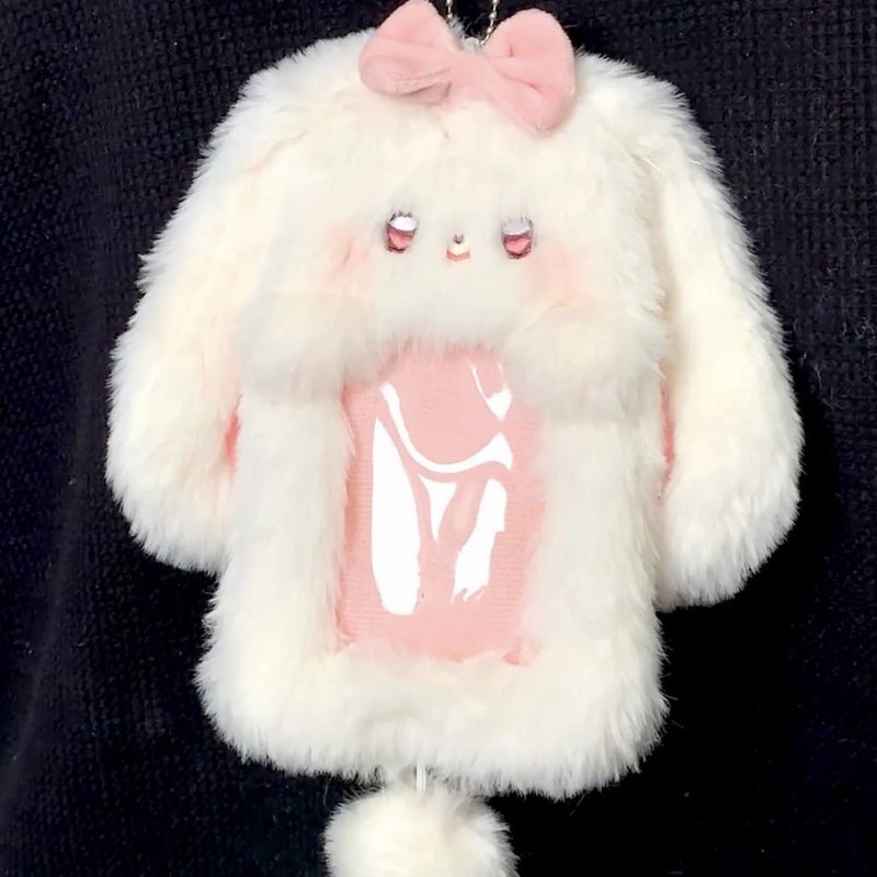 Cute Girl Heart Plush Card Holder For Lop-Eared Rabbit 3Inch Po Ins Simple Storage Cover For Meal Card And Bus Card Protector - Image 5
