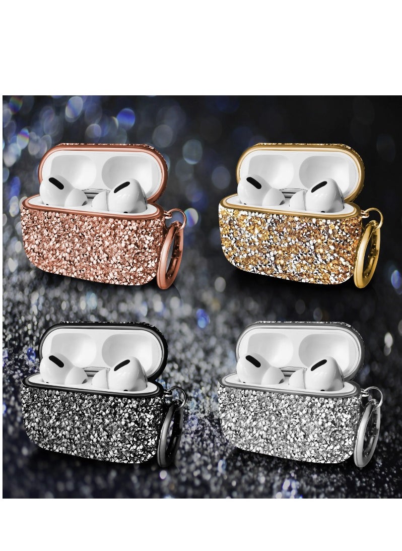 ACLIX - Compatible with Airpods Pro 2 Diamond Case 3D Rhinestone Bling Glitter Crystal Shiny Sparkle Cute for AirPods Pro 2 Cover for Girls Women Wireless Charging Luxury Skin for AirPods Pro2-Rose Gold - Image 1
