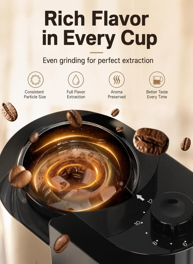 Lonkion Coffee Grinder - Lonkion Electric Burr Coffee Grinder with 28 Grind Settings - Anti-Static Coffee Bean Grinder for Espresso, Drip, French Press - 2-12 Cup Adjustable - Stainless Steel - Gloss Black - Image 3