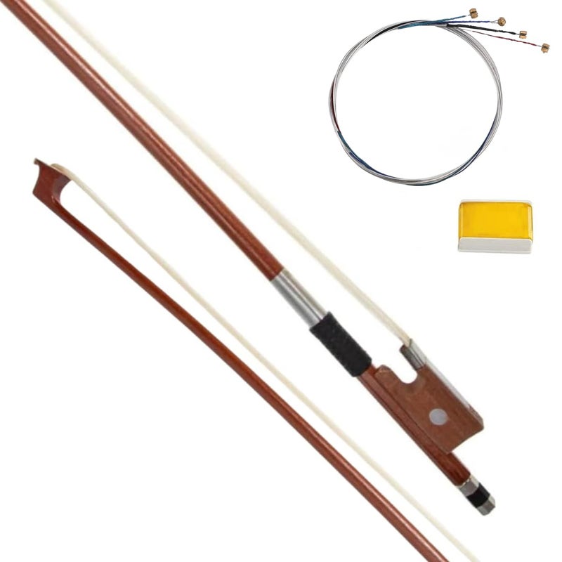 Device Of Urban Infotech Violin Bow with Violin Strings 4/4 Violin Bow Brazil Wood Violin Bow with Natural Horsehair Violin Bow with Rosin for Violins Replacement Strings for Violin - Image 1