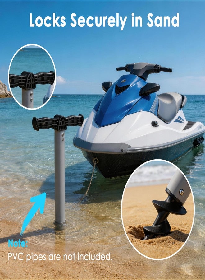 sailpref 4 Pack Dock Auger Kit, Sailpref Boat Sand Auger with 2 Handles and 2 Augers for PVC Tubing Sandbar, Fits 1.5'' Schedule 40 PVC (ID 1.57''), Securing Boat, Preventing Drifting and Scraping, Black - Image 2