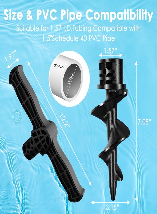 sailpref 4 Pack Dock Auger Kit, Sailpref Boat Sand Auger with 2 Handles and 2 Augers for PVC Tubing Sandbar, Fits 1.5'' Schedule 40 PVC (ID 1.57''), Securing Boat, Preventing Drifting and Scraping, Black - Image 3
