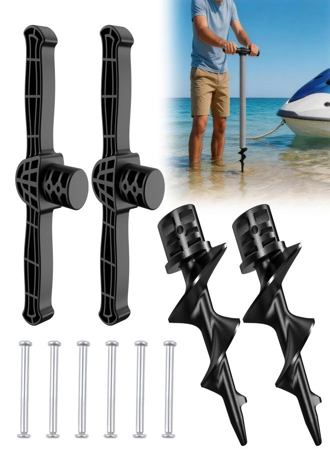sailpref 4 Pack Dock Auger Kit, Sailpref Boat Sand Auger with 2 Handles and 2 Augers for PVC Tubing Sandbar, Fits 1.5'' Schedule 40 PVC (ID 1.57''), Securing Boat, Preventing Drifting and Scraping, Black - Image 1